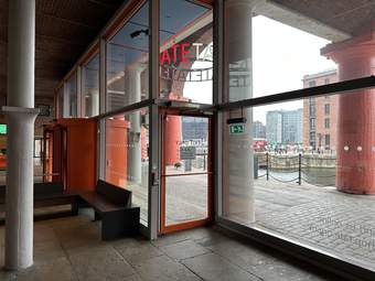 A photograph of the exit door at Tate Liverpool