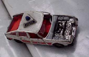Toy police car, one of the objects from Cornelia Parker's installation Cold Dark Matter: An Exploded View