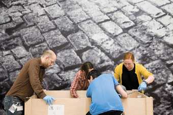Tate employees unpacking artworks for an exhibition